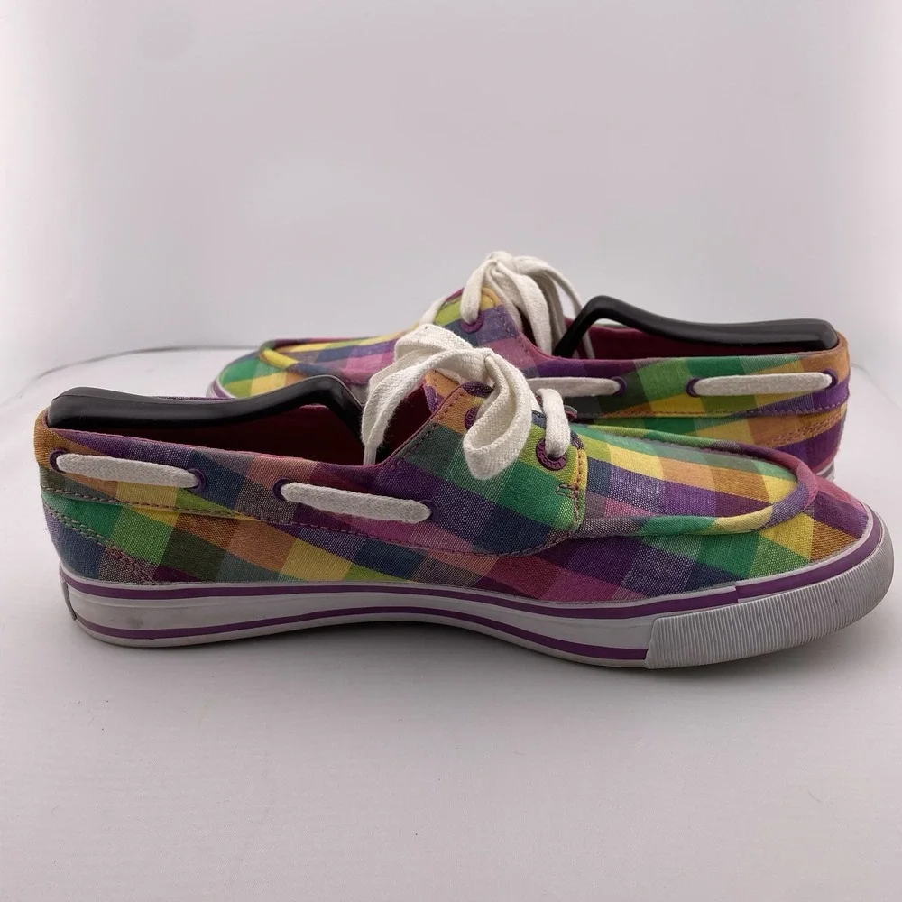 Lacoste Checkered Slip On Sneakers Shoes Plaid US Size 8 MSRP $150